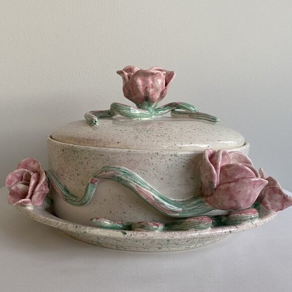 Signed Wendy Walgate Ceramic 3d Rose Bowl 1980s - Picture 7 of 9